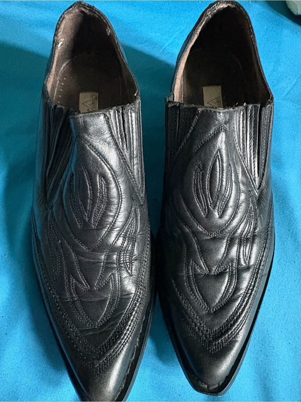 Women’s Vintage 80s 90s Guess Georges Marciano Black Leather Western Booties
